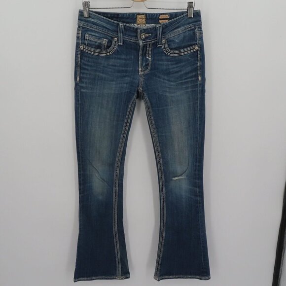 Studio 5 Skinny Bootcut Womens 28x33 Rhinestone Studded Embroidered Denim Jeans - Picture 15 of 15